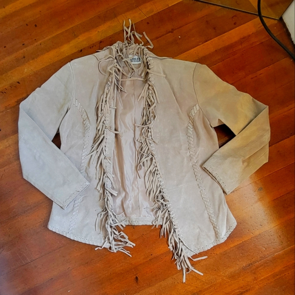 Leather fringe jacket